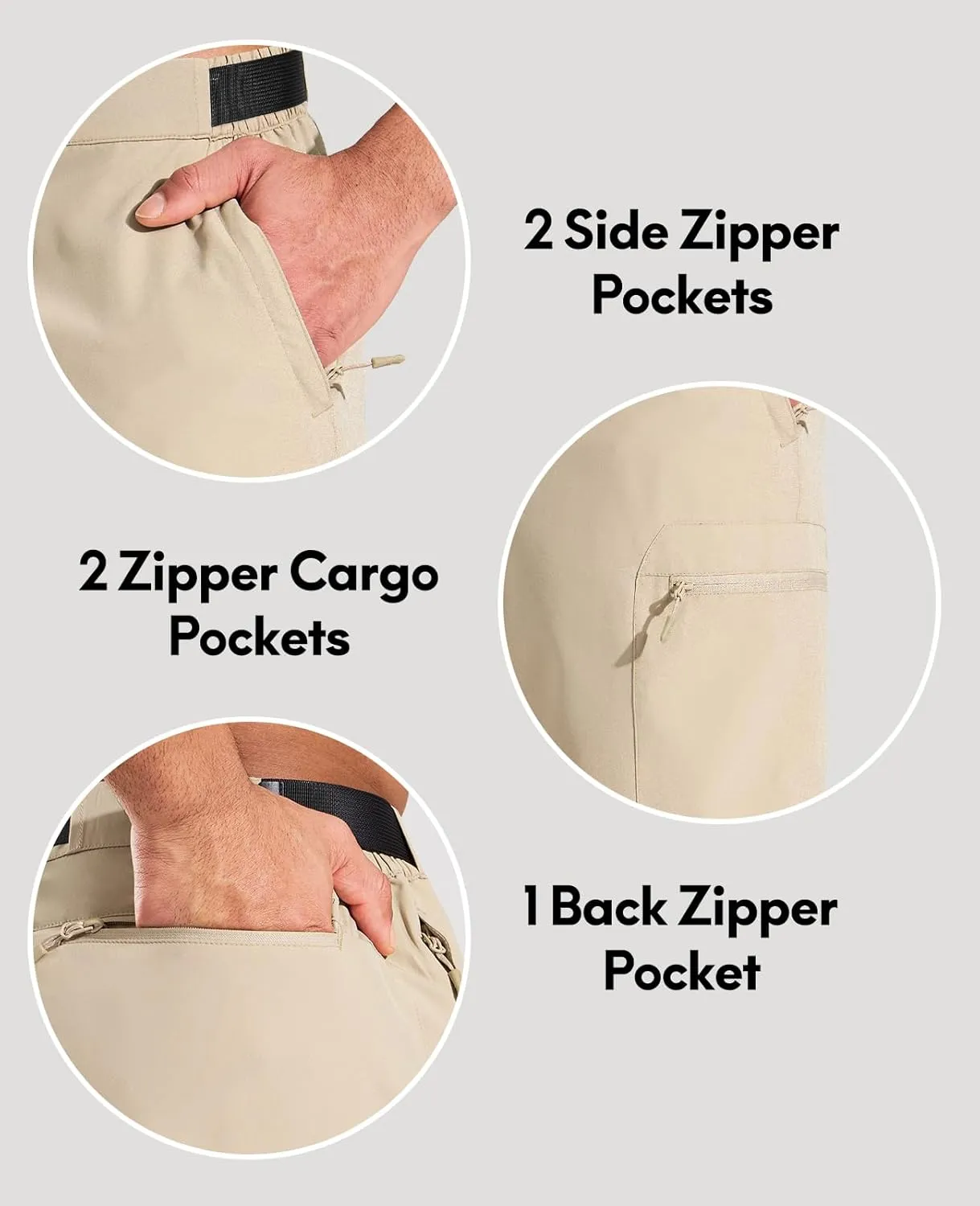 Haimont Men's Quick Dry Hiking Cargo Shorts 9in Lightweight Water Repellent UPF50 Travel Camping Shorts 5 Zipper Pockets