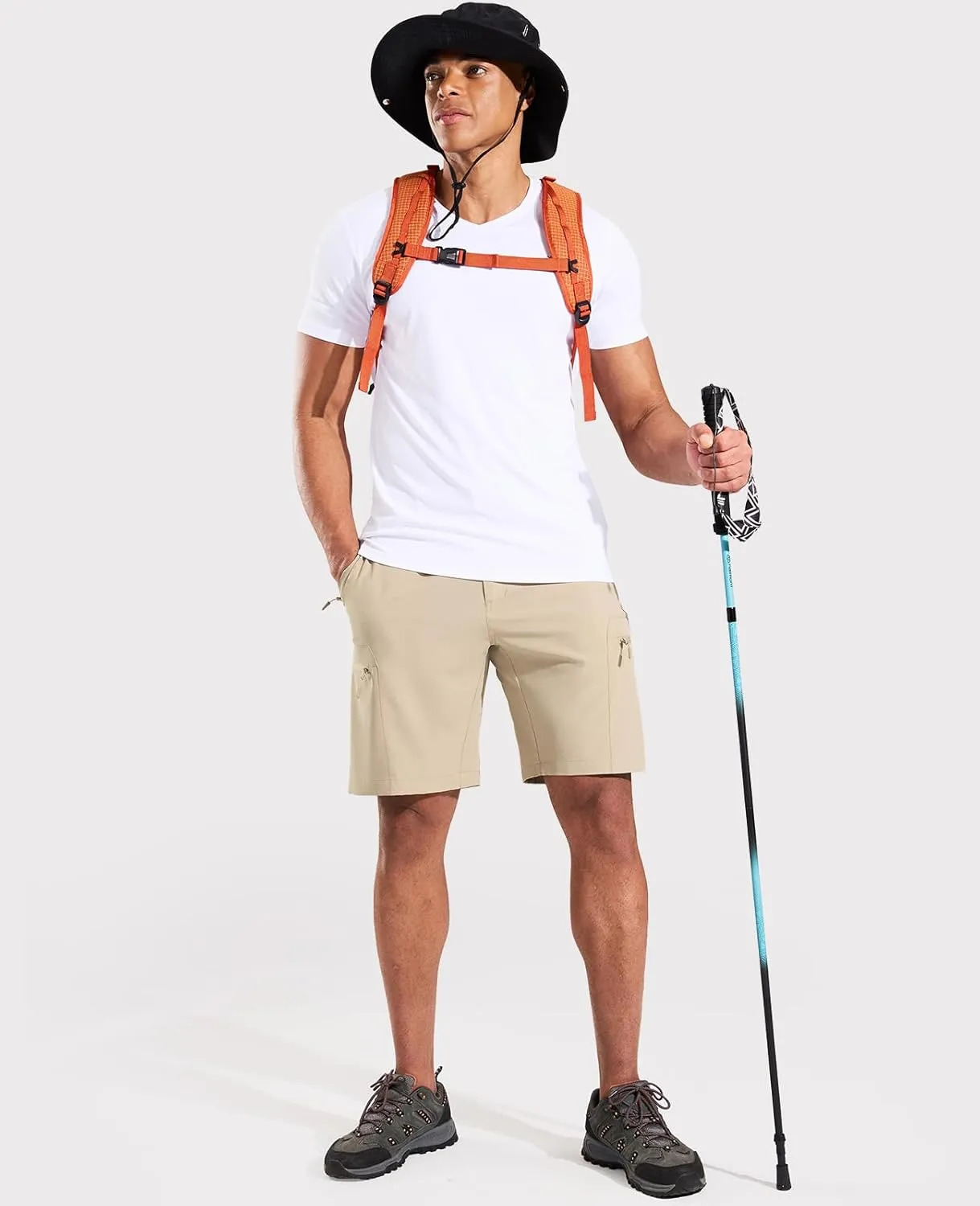 Haimont Men's Quick Dry Hiking Cargo Shorts 9in Lightweight Water Repellent UPF50 Travel Camping Shorts 5 Zipper Pockets
