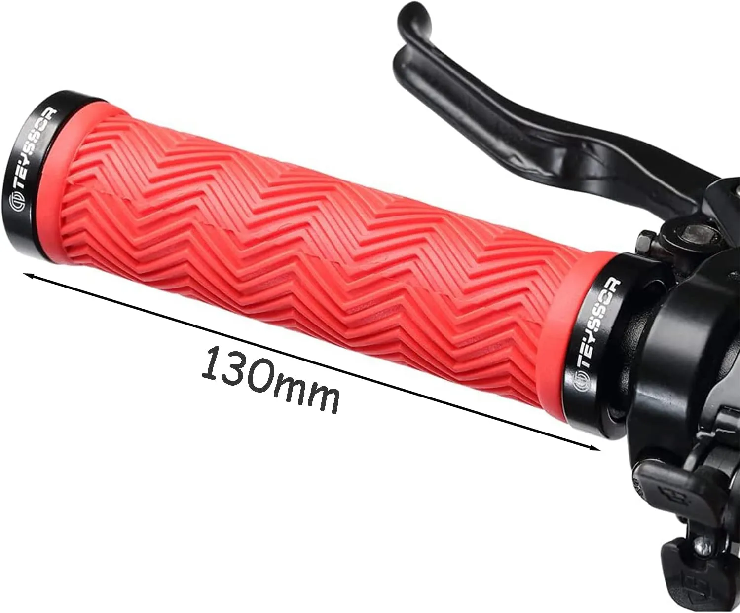 Handlebar Grips Mountain Bike Grips Double Lock On, Non-Slip Shock Absorbing Bicycle Handlebar Grips 130mm for MTB Downhill Bike Grips