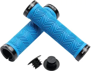 Handlebar Grips Mountain Bike Grips Double Lock On, Non-Slip Shock Absorbing Bicycle Handlebar Grips 130mm for MTB Downhill Bike Grips