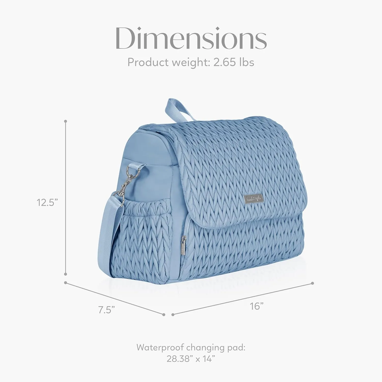 Hannah & Sophia Belle Convertible Baby Diaper Backpack & Bag in Moonmist Blue, Large Size, Dual Sided Water Resistant Changing Mat Included, Detachable Shoulder Straps, Easy To Use