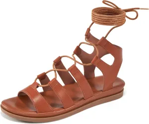 HARENCE Sandals for Women Summer Flats: Comfortable Cross Strap Gladiator Flat Shoes Casual Dressy Non Slip Beach Sandals