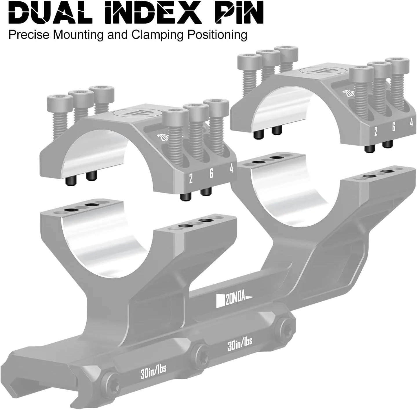Heavy Duty Cantilever Scope Mount, One-Piece 20 MOA Picatinny Offset Dual Ring 30mm 34mm Scope Mount