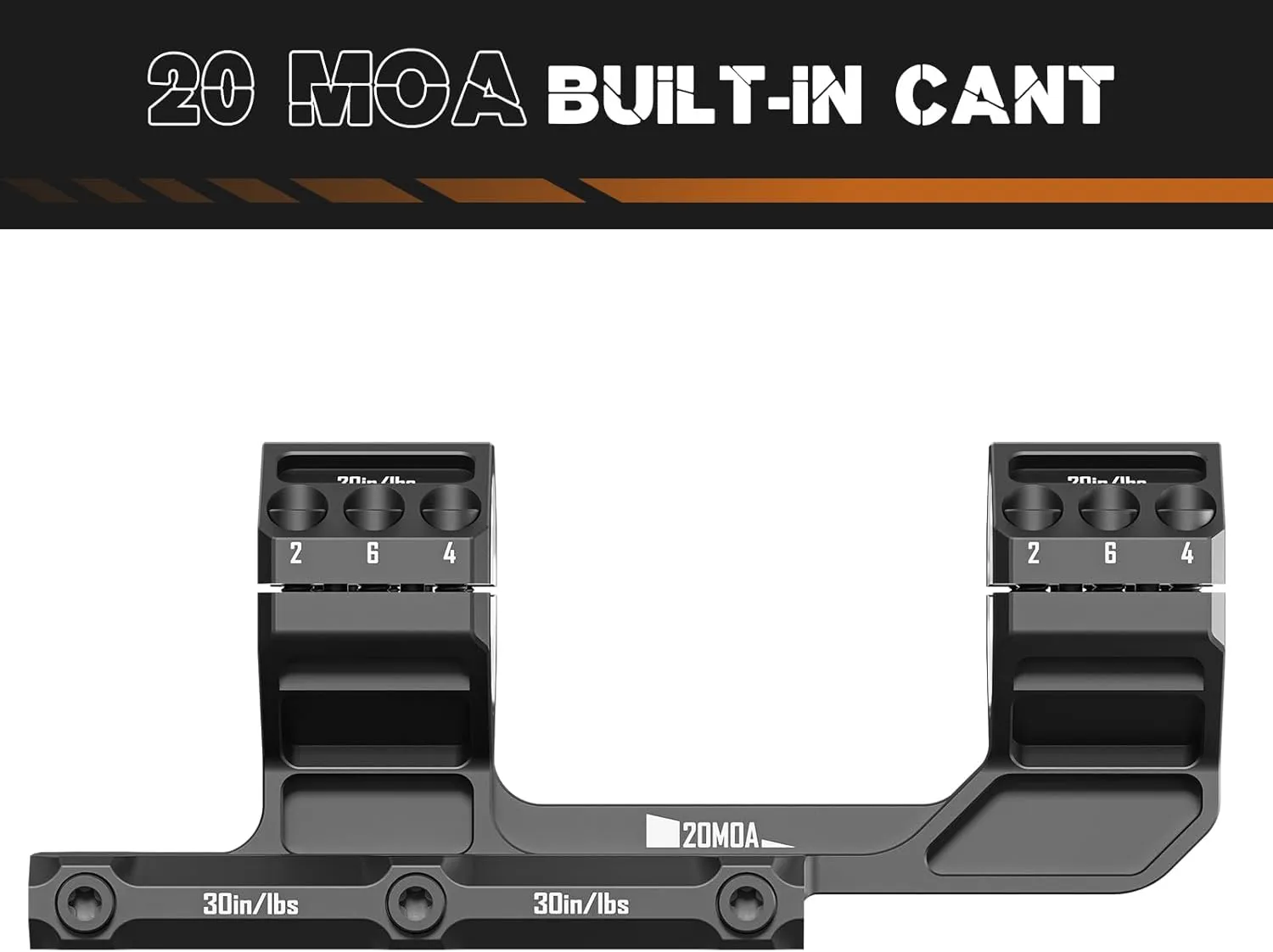 Heavy Duty Cantilever Scope Mount, One-Piece 20 MOA Picatinny Offset Dual Ring 30mm 34mm Scope Mount