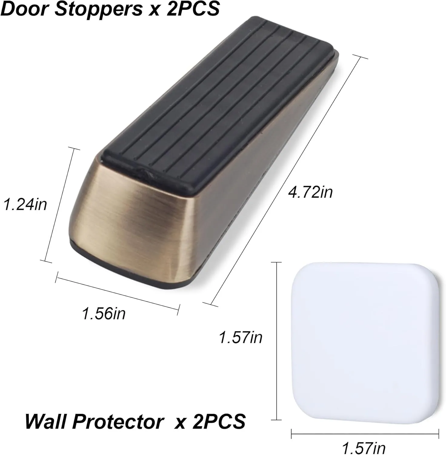 Heavy Duty Zinc Door Stopper 2 Pack - Metal & Rubber Wedge with Anti-Scuff for Bottom, Durable Floor Door Stop, Scratch-Resistant Modern Design - Secure Door Holder for Home/Office(Red Bronze)