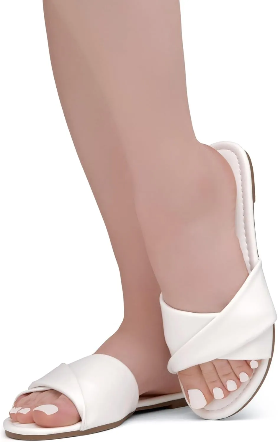 Herstyle MARLENA Women’s Flat Sandals, Fashion Slides Comfortable Casual Sandals with Round Open Toe and Single Band – Dressy Slip-On Slippers for Summer