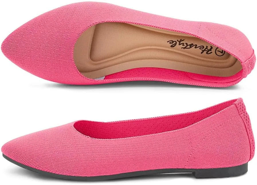 Herstyle Women's Flats – Dressy Pointed Toe Knit Ballet Flat Shoes with Memory Foam | Slip-On, Foldable & Comfortable for Work, Office, Party & Travel (2025 Trend)