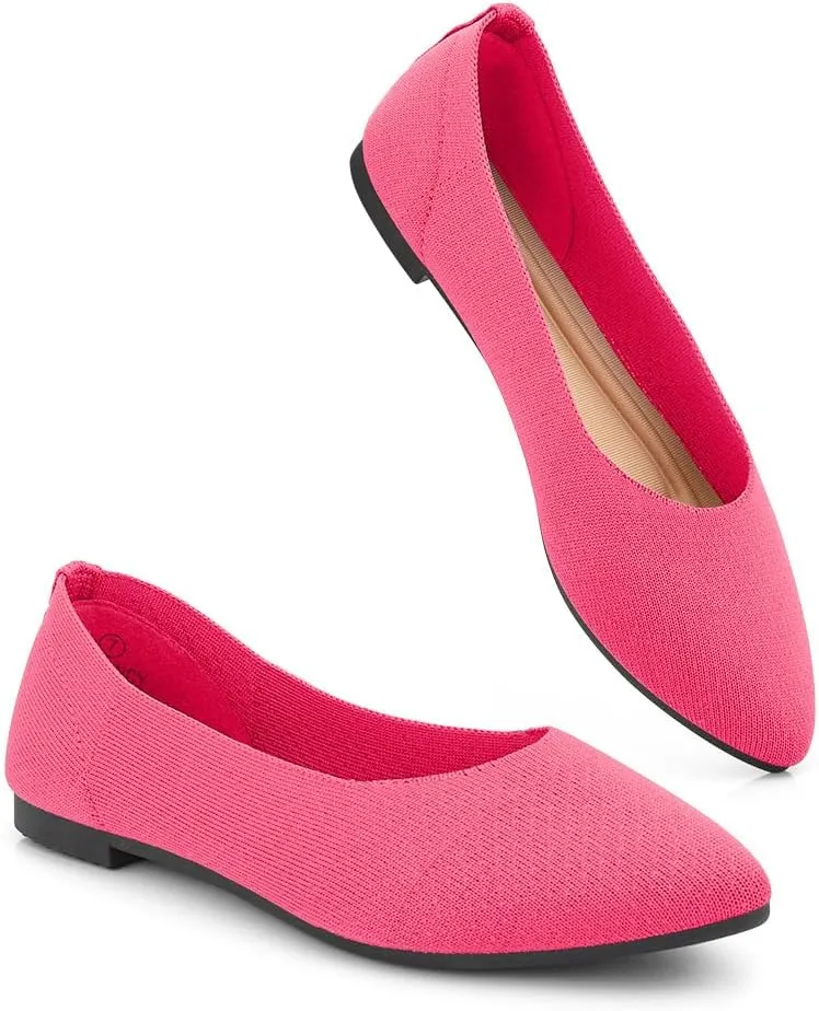 Herstyle Women's Flats – Dressy Pointed Toe Knit Ballet Flat Shoes with Memory Foam | Slip-On, Foldable & Comfortable for Work, Office, Party & Travel (2025 Trend)