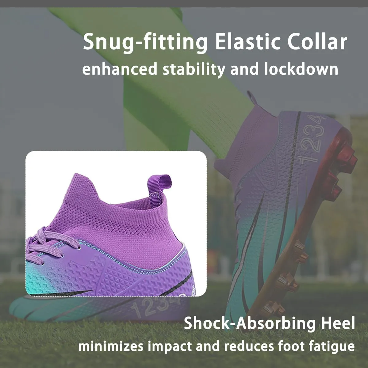 HESBITEUL Soccer Cleats for Mens Womens Youth FG Football Boots Outdoor Breathable Training Sneaker Shoes