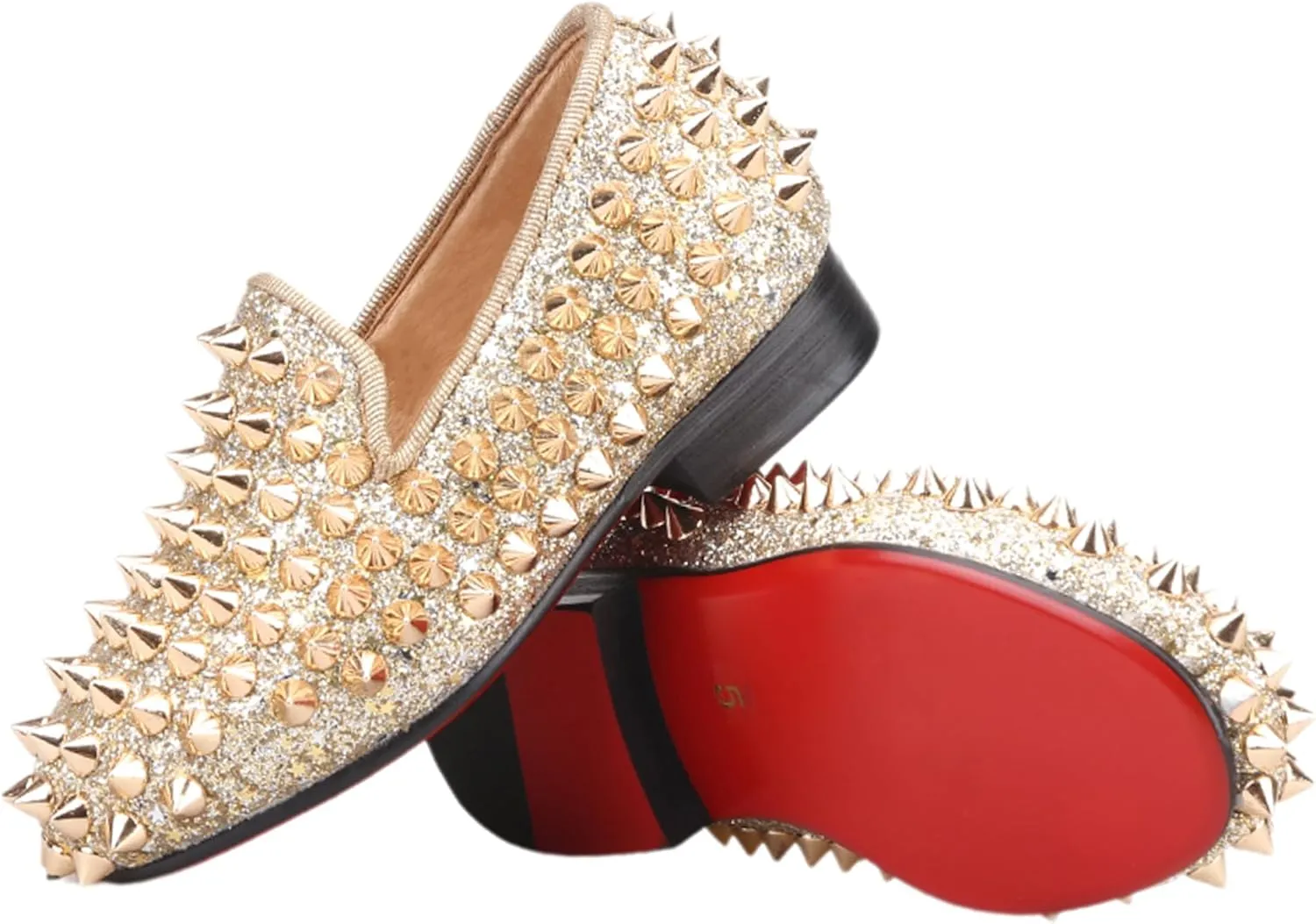 HI&HANN Toddler Boys Girls Spikes Dress Shoes Little Kid Leather Shoes Wedding Dress Shoes Slip On Loafer Flats Shoes Matching Outfits