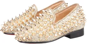 HI&HANN Toddler Boys Girls Spikes Dress Shoes Little Kid Leather Shoes Wedding Dress Shoes Slip On Loafer Flats Shoes Matching Outfits