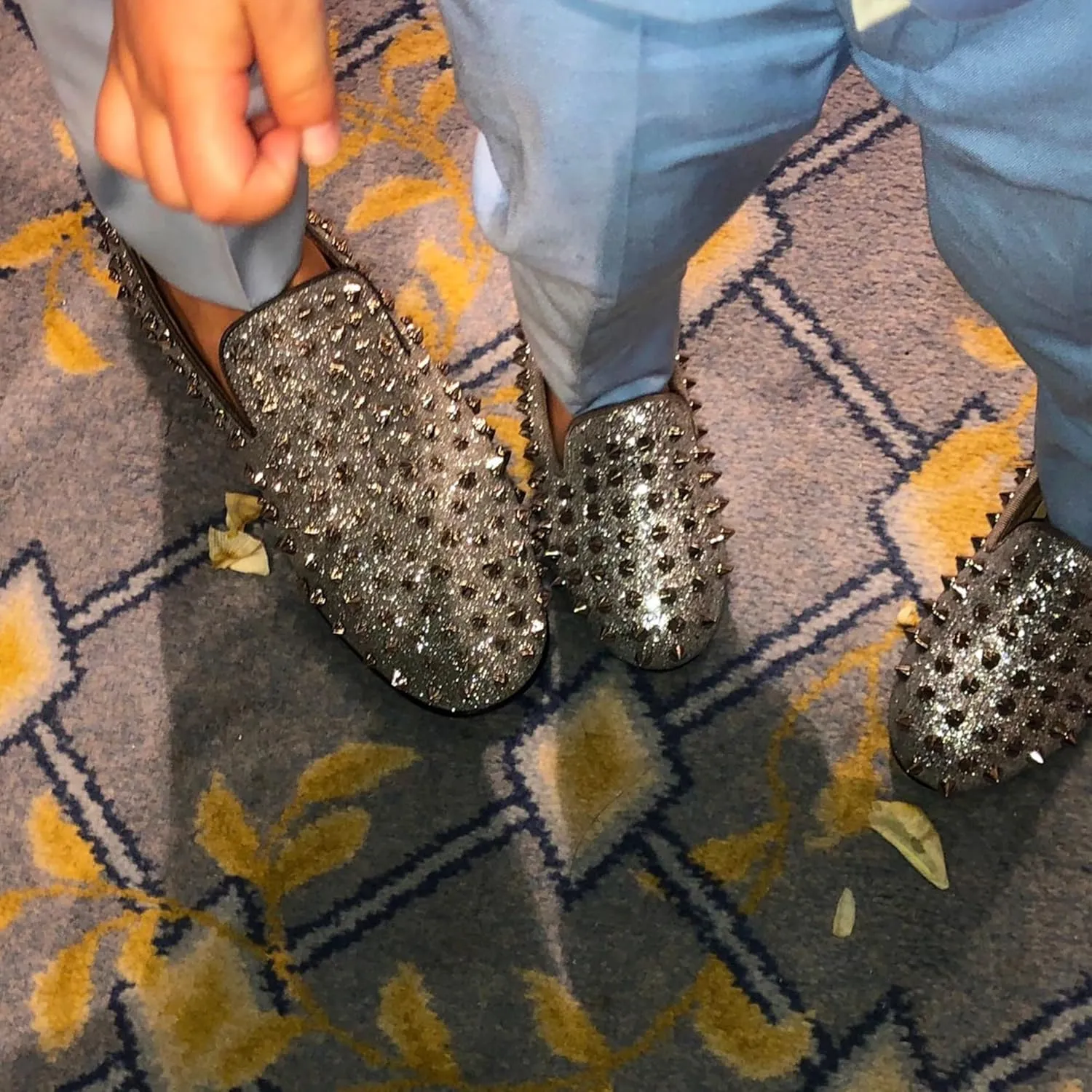 HI&HANN Toddler Boys Girls Spikes Dress Shoes Little Kid Leather Shoes Wedding Dress Shoes Slip On Loafer Flats Shoes Matching Outfits