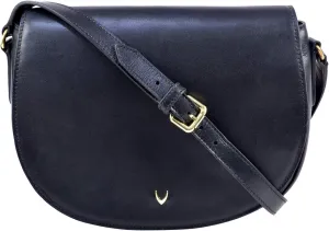 Hidesign Nelly Women's Classic Soft Leather Crossbody Bag/Messenger Bag/Purse with Adjustable Shoulder Strap -Size (L x W x H - 9 x 2.5 x 6.5 inches), Black