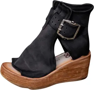 High Top Sandals for Women Platform Summer Vintage Casual Fish Mouth Open Toe Buckle Hollow Chunky Wedge Sandals Comfy Ladies Outdoor Roman Shoes