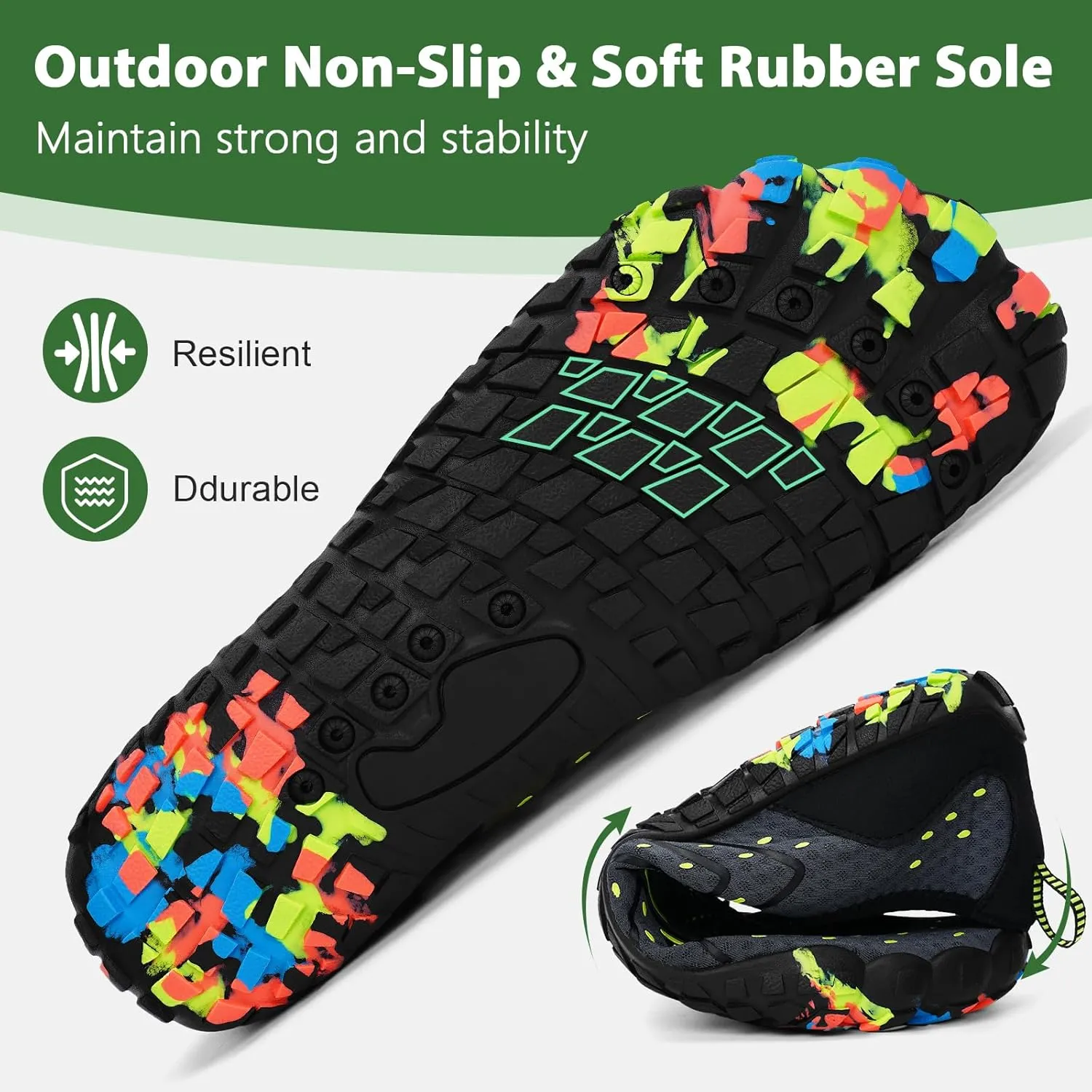 Hike Barefoot Water Swim Shoes for Women Men Footwear, Beach Sports Quick Dry Aqua Wide Toe Box Non-Slip Athletic Shoes for Pool River Hiking Diving Surfing Kayaking Boating Fishing Water Sports Gym