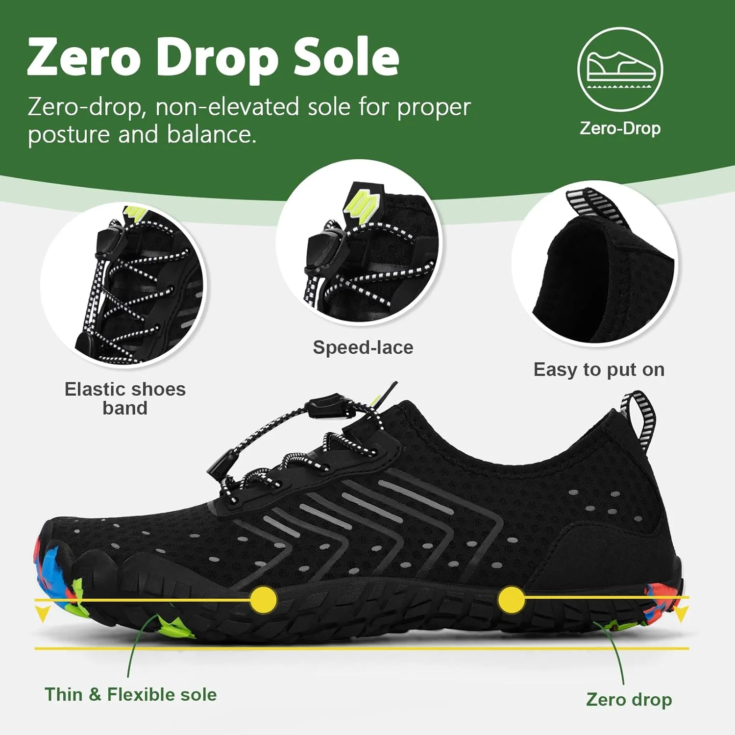 Hike Barefoot Water Swim Shoes for Women Men Footwear, Beach Sports Quick Dry Aqua Wide Toe Box Non-Slip Athletic Shoes for Pool River Hiking Diving Surfing Kayaking Boating Fishing Water Sports Gym