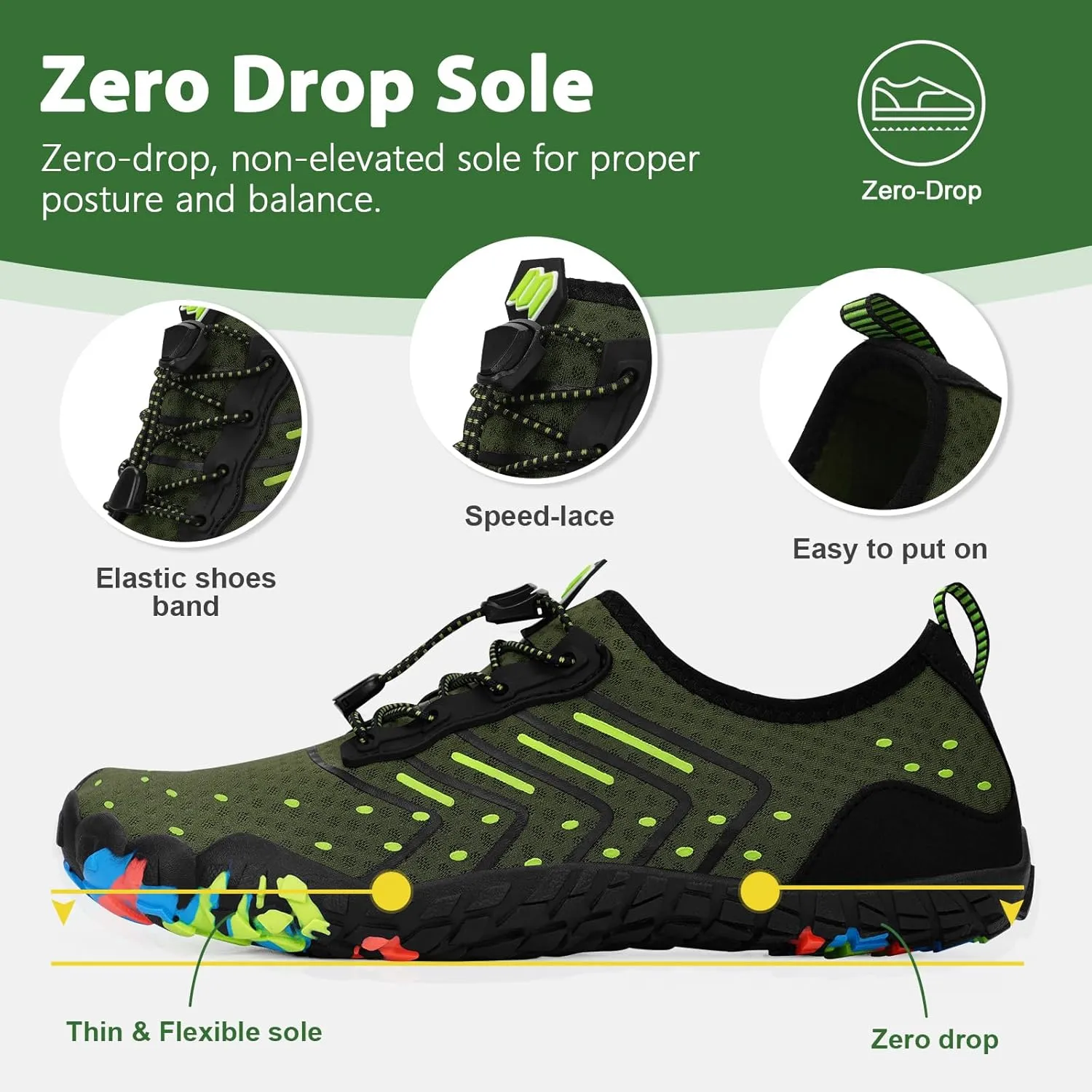Hike Barefoot Water Swim Shoes for Women Men Footwear, Beach Sports Quick Dry Aqua Wide Toe Box Non-Slip Athletic Shoes for Pool River Hiking Diving Surfing Kayaking Boating Fishing Water Sports Gym