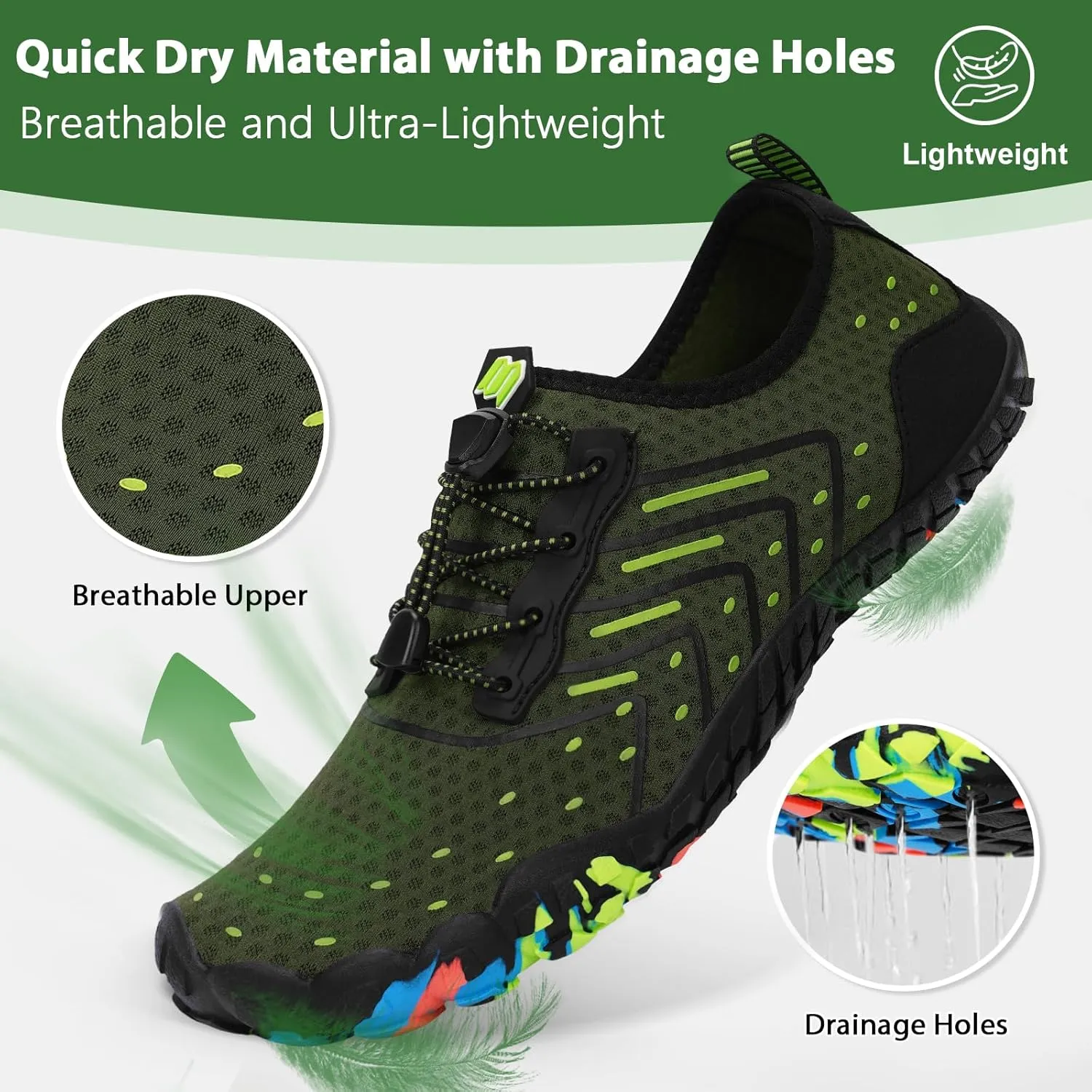 Hike Barefoot Water Swim Shoes for Women Men Footwear, Beach Sports Quick Dry Aqua Wide Toe Box Non-Slip Athletic Shoes for Pool River Hiking Diving Surfing Kayaking Boating Fishing Water Sports Gym