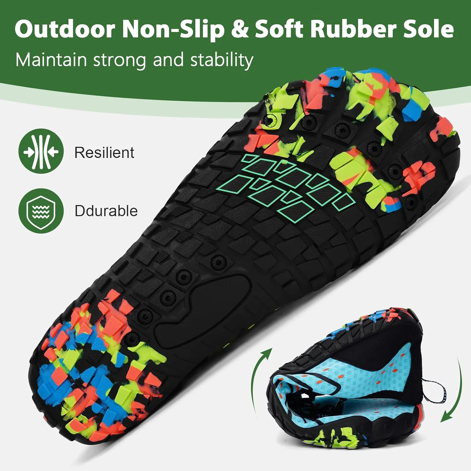 Hike Barefoot Water Swim Shoes for Women Men Footwear, Beach Sports Quick Dry Aqua Wide Toe Box Non-Slip Athletic Shoes for Pool River Hiking Diving Surfing Kayaking Boating Fishing Water Sports Gym