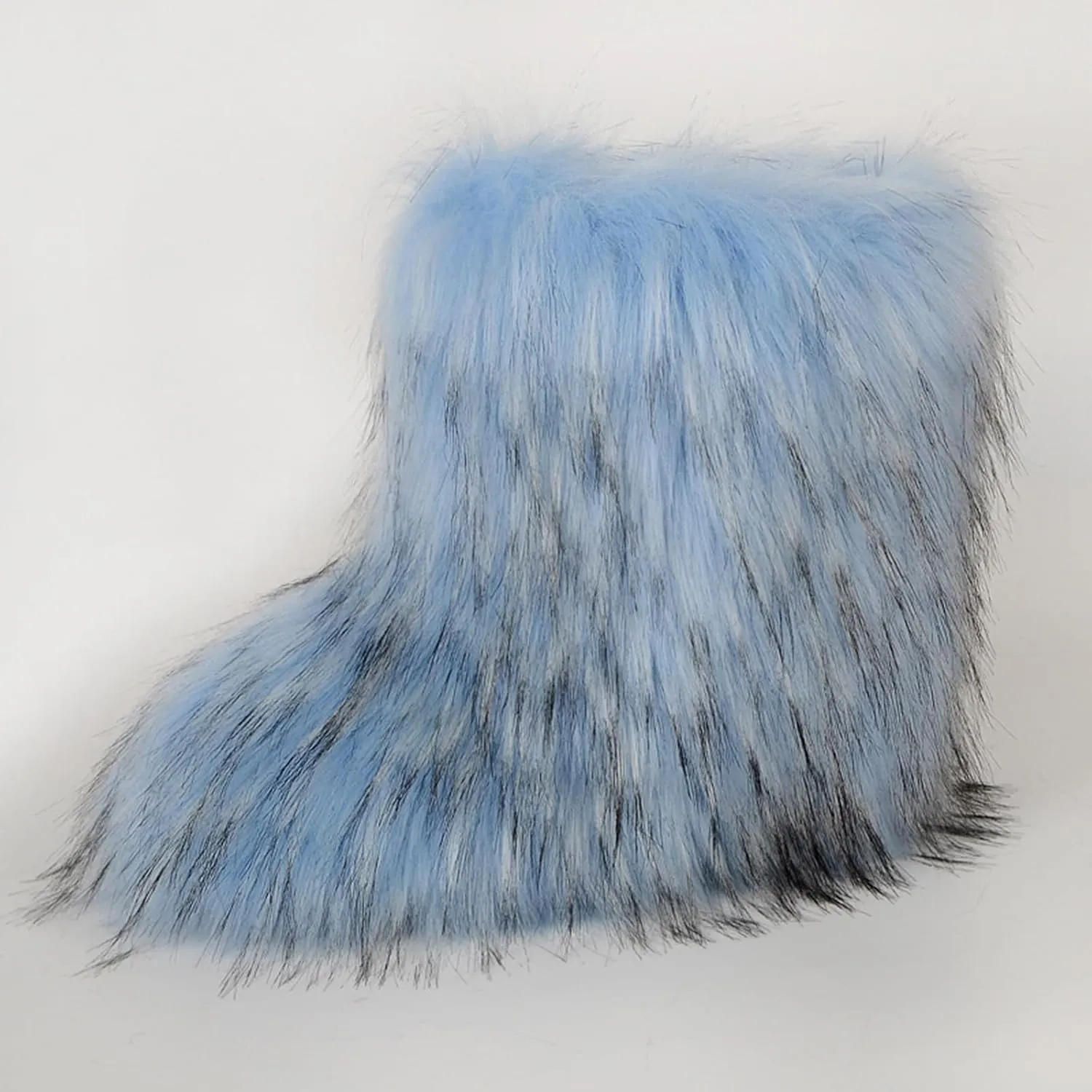 HINDOLA Womens Faux Fur Boots Fuzzy Fluffy Furry Round Toe Suede Boots Winter Comfy Plush Warm Snow Boots Comfortable Winter Ankle Booties Anti Slip Outdoor Indoor Flat Shoes