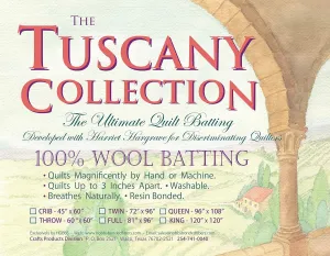 Hobbs Batting Tuscany 100% Washable Wool 96in x 108in Queen