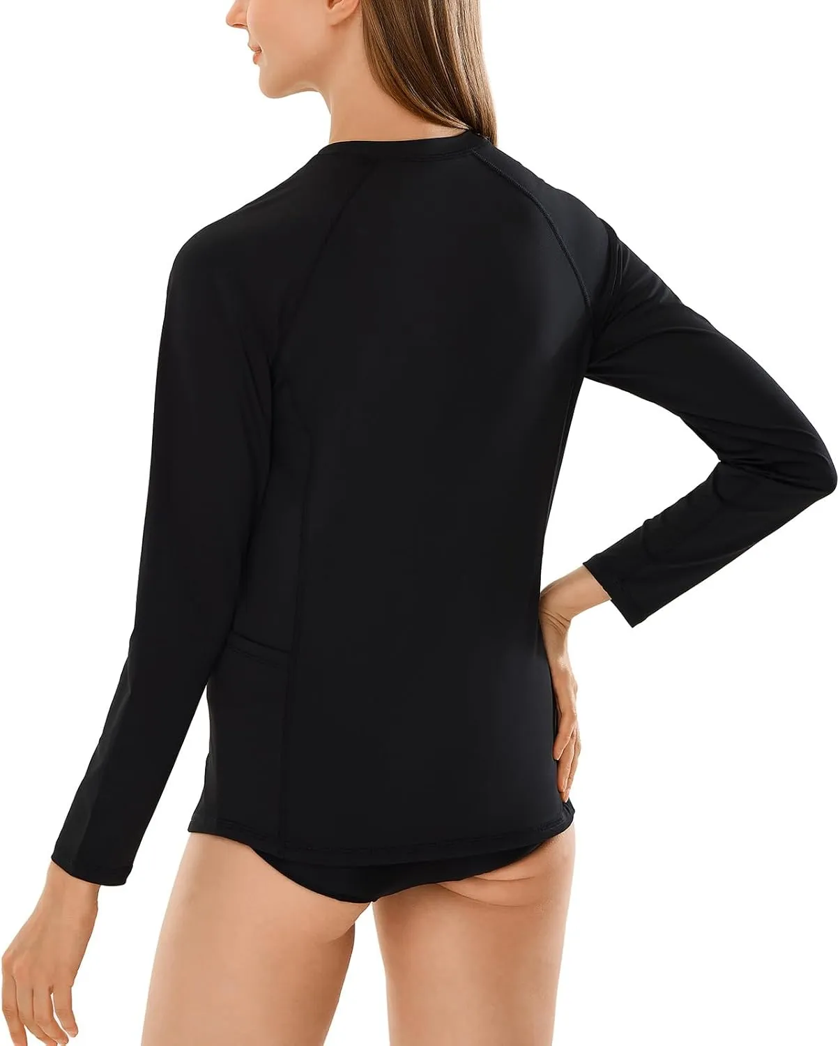 HODOSPORTS Rash Guard for Women UPF 50  Swim Shirt with Pockets Sun Protection Shirts Lightweight Long Sleeve