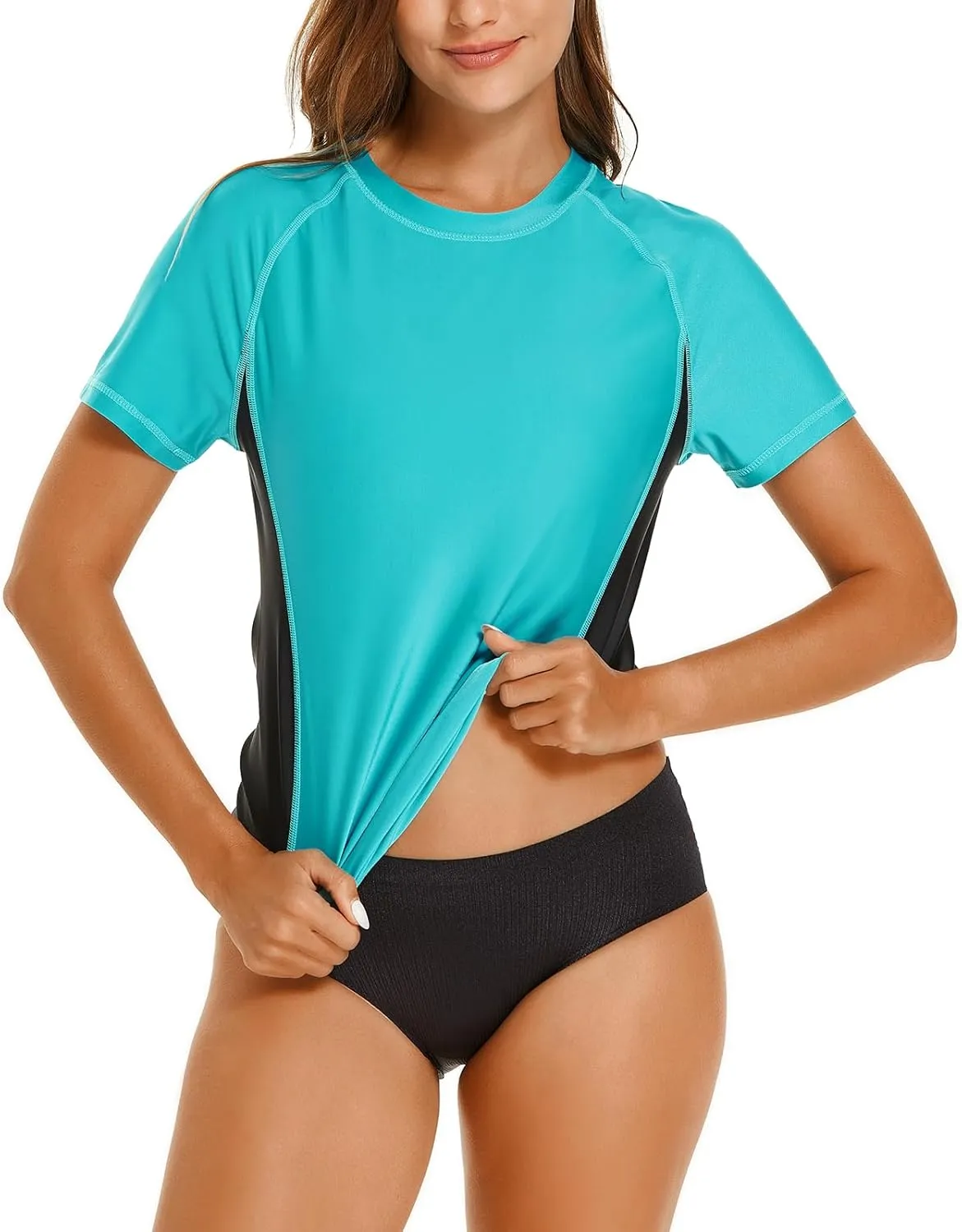 HODOSPORTS Women's UPF 50  Rash Guard Sun Protection Swim Shirt Quick Dry Swimsuit Lightweight Short Sleeve