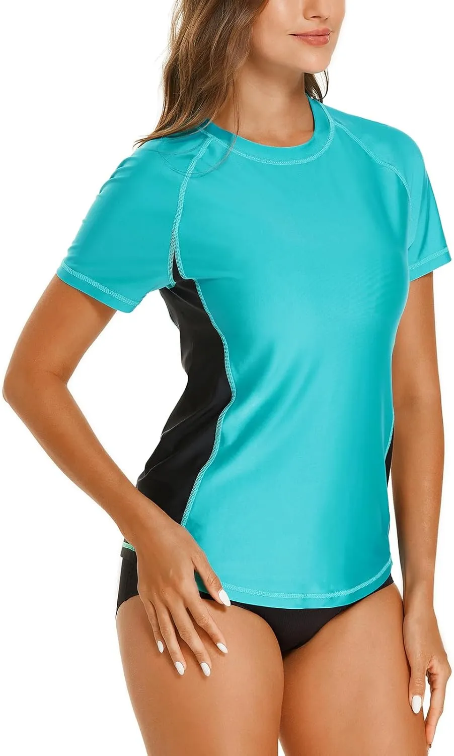 HODOSPORTS Women's UPF 50  Rash Guard Sun Protection Swim Shirt Quick Dry Swimsuit Lightweight Short Sleeve