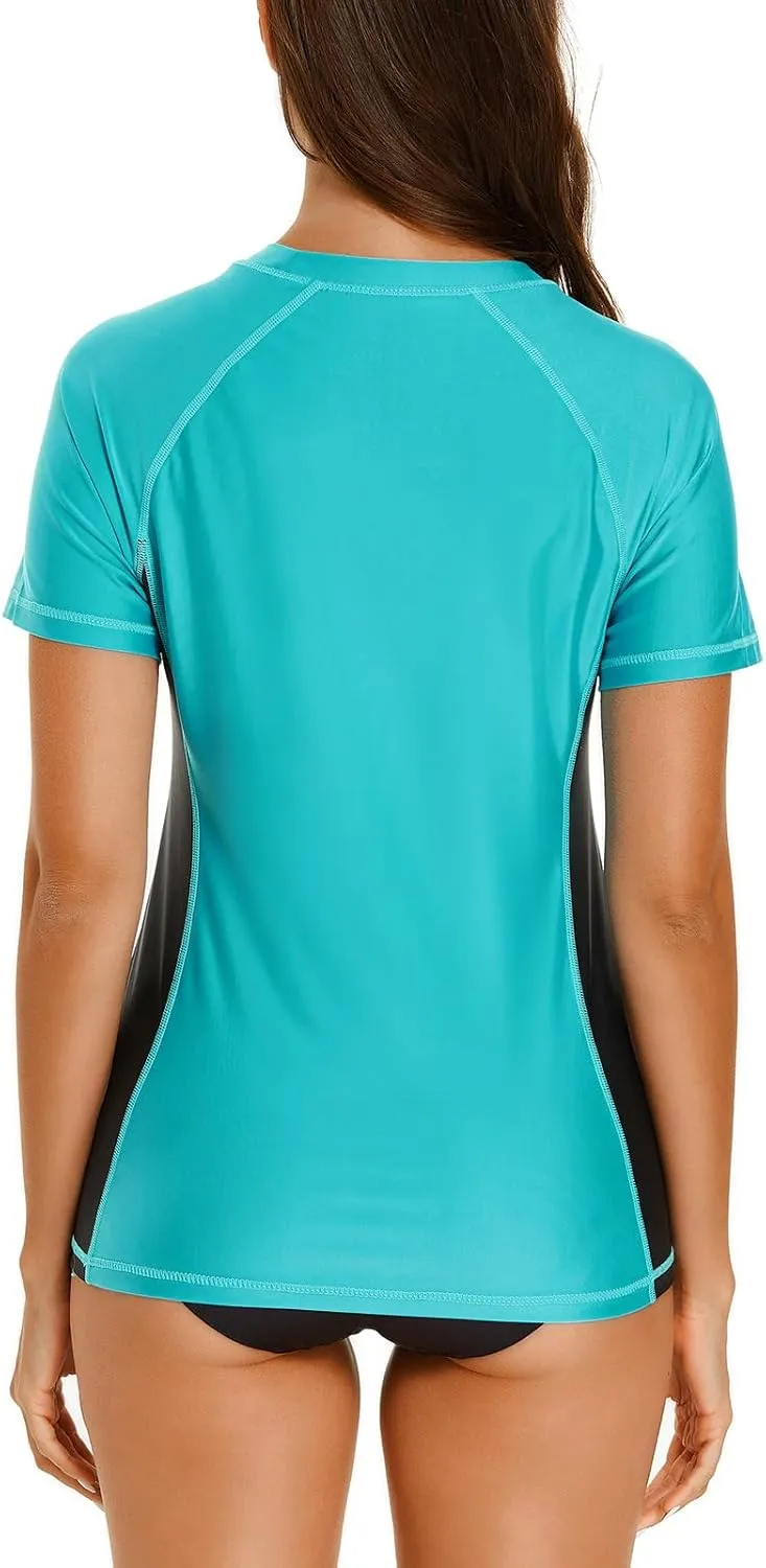 HODOSPORTS Women's UPF 50  Rash Guard Sun Protection Swim Shirt Quick Dry Swimsuit Lightweight Short Sleeve