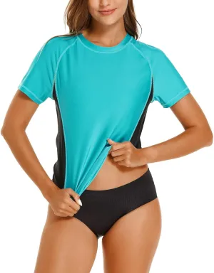 HODOSPORTS Women's UPF 50  Rash Guard Sun Protection Swim Shirt Quick Dry Swimsuit Lightweight Short Sleeve
