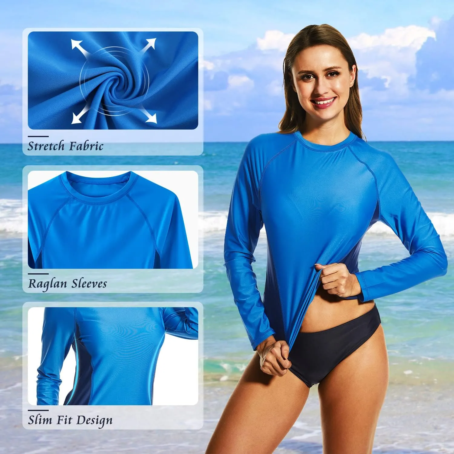 HODOSPORTS Women's UPF 50  Rash Guard Swimsuit UV Sun Protection Swim Shirt Long Sleeve