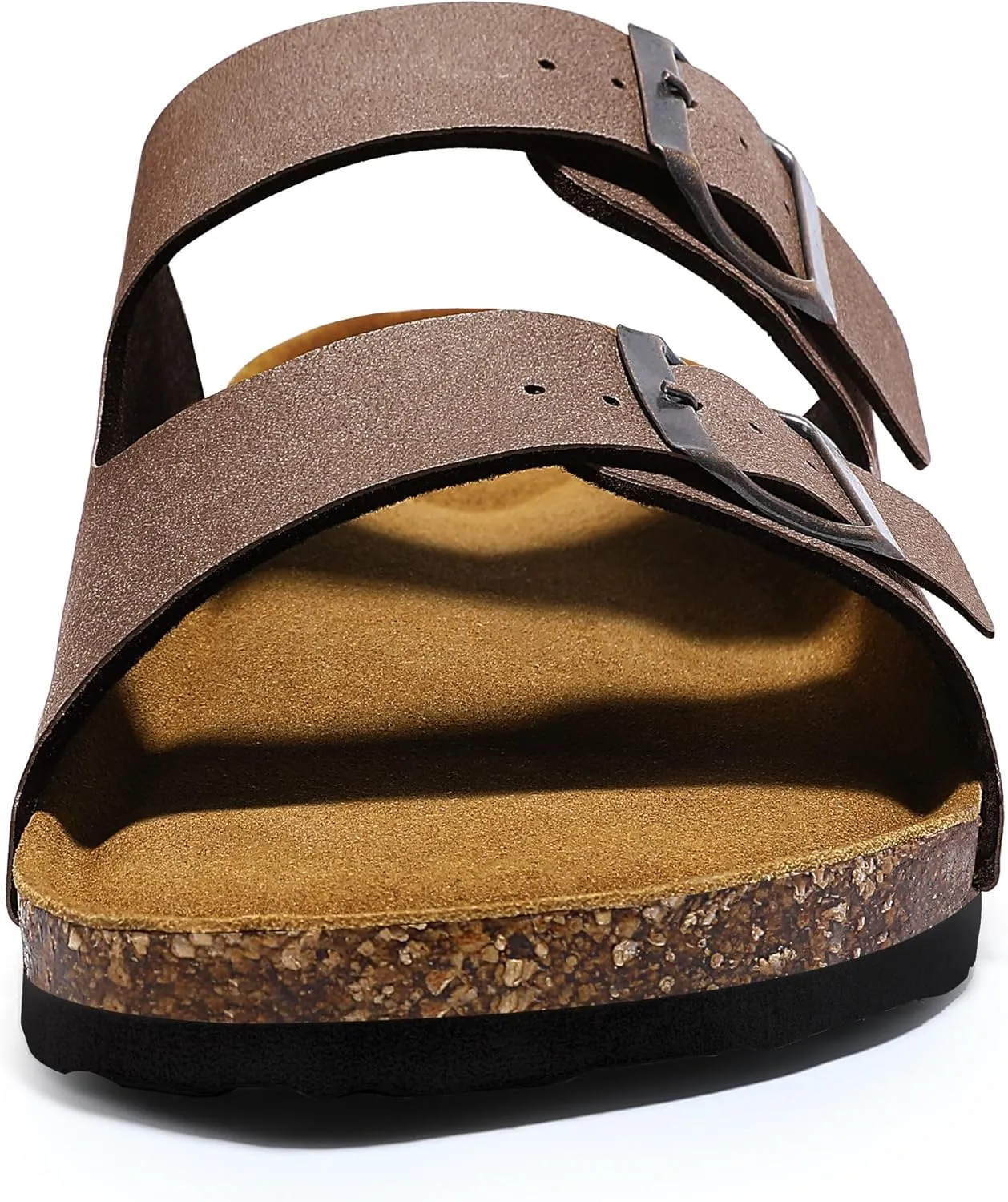 HOMETRUE Mens Sandals Cork Footed Flat Mens Slides Sandals Adjustable Buckle Straps Durable Sandals for Men