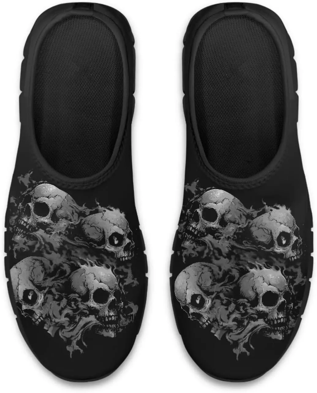 Howilath Skull Print Slip on Shoes for Men Casual House Shoes Running Sneakers Hands Free Shoes with Anti-Slip Sole