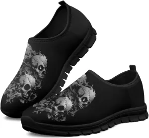Howilath Skull Print Slip on Shoes for Men Casual House Shoes Running Sneakers Hands Free Shoes with Anti-Slip Sole
