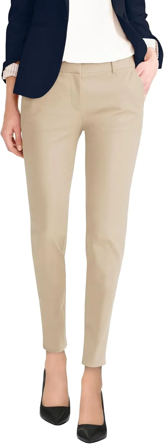 Hybrid & Company Womens Super Comfy Flat Front Stretch Trousers Chino Pants