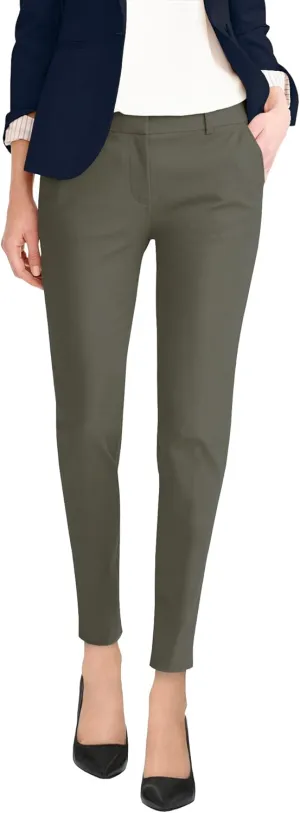 Hybrid & Company Womens Super Comfy Flat Front Stretch Trousers Chino Pants