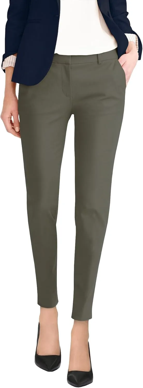 Hybrid & Company Womens Super Comfy Flat Front Stretch Trousers Chino Pants