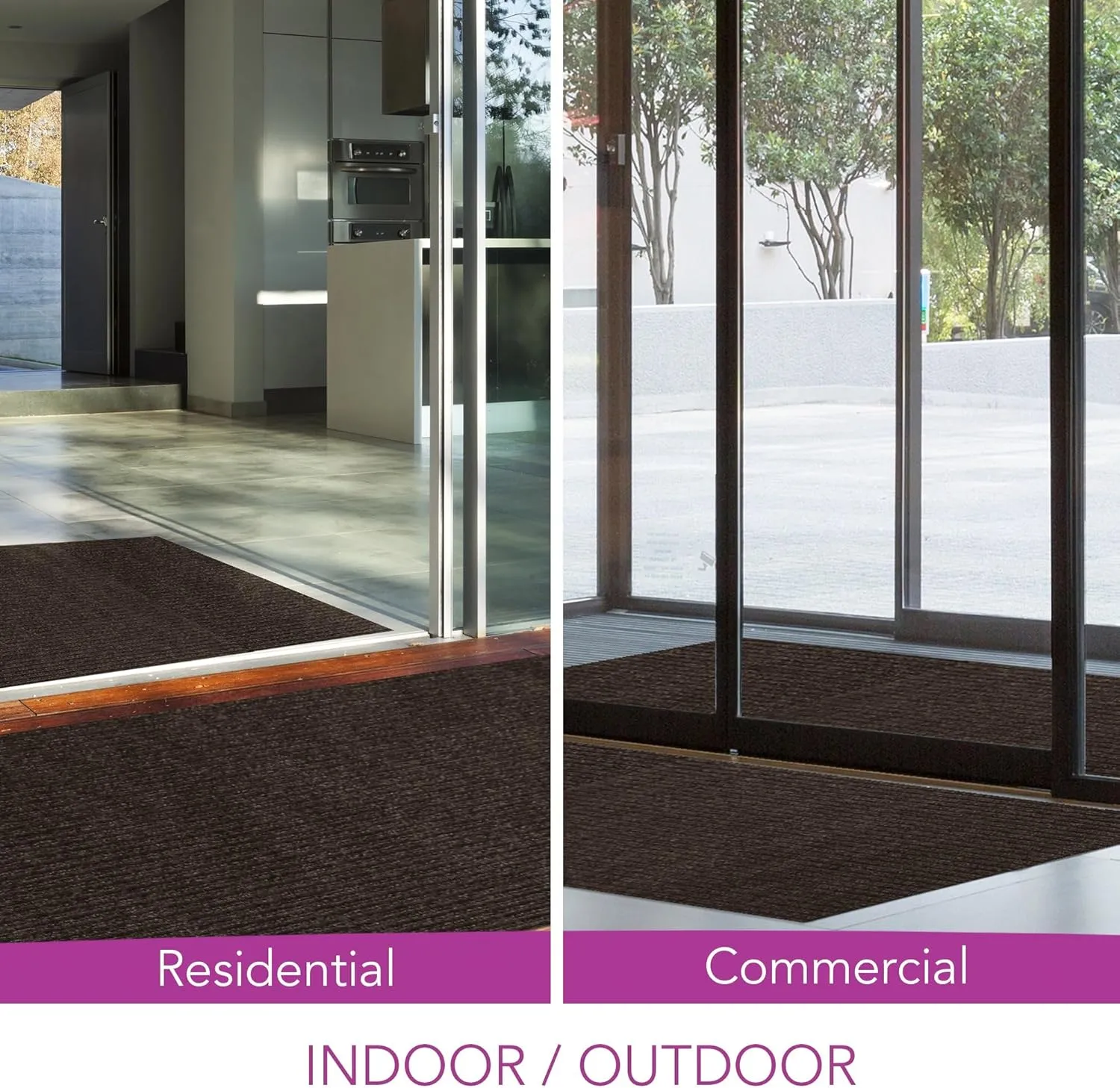 iCustomRug Spartan Weather Warrior Indoor/Outdoor Utility Ribbed Carpet Runner with Non-Slip Thermoplastic Rubber Backing, 3ft X 4ft Brown