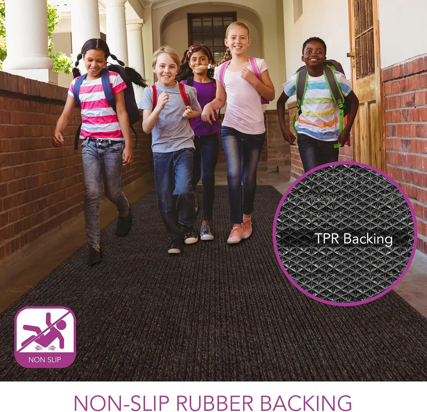 iCustomRug Spartan Weather Warrior Indoor/Outdoor Utility Ribbed Carpet Runner with Non-Slip Thermoplastic Rubber Backing, 3ft X 4ft Brown