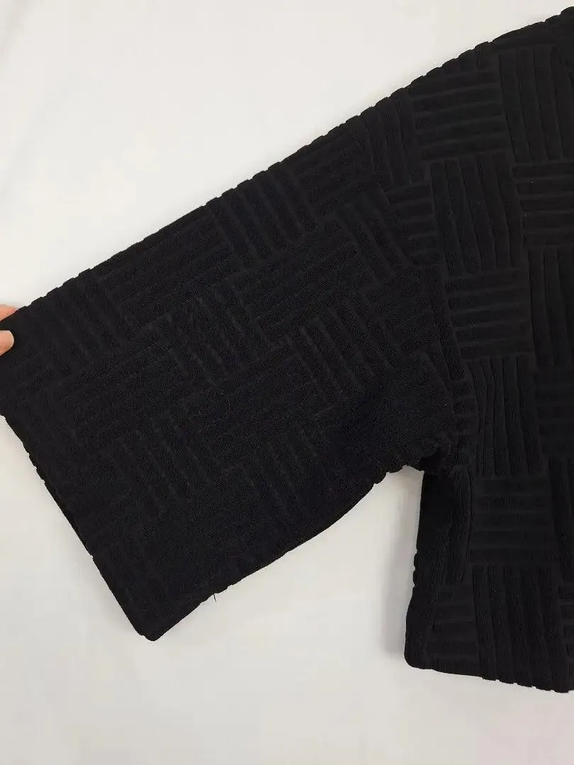 Indikah Textured Grid Comfy Cropped Top Size 6