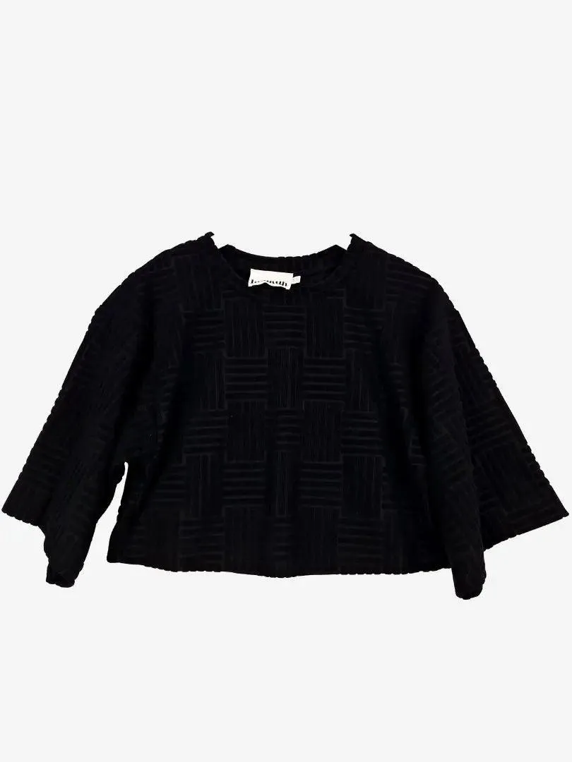 Indikah Textured Grid Comfy Cropped Top Size 6