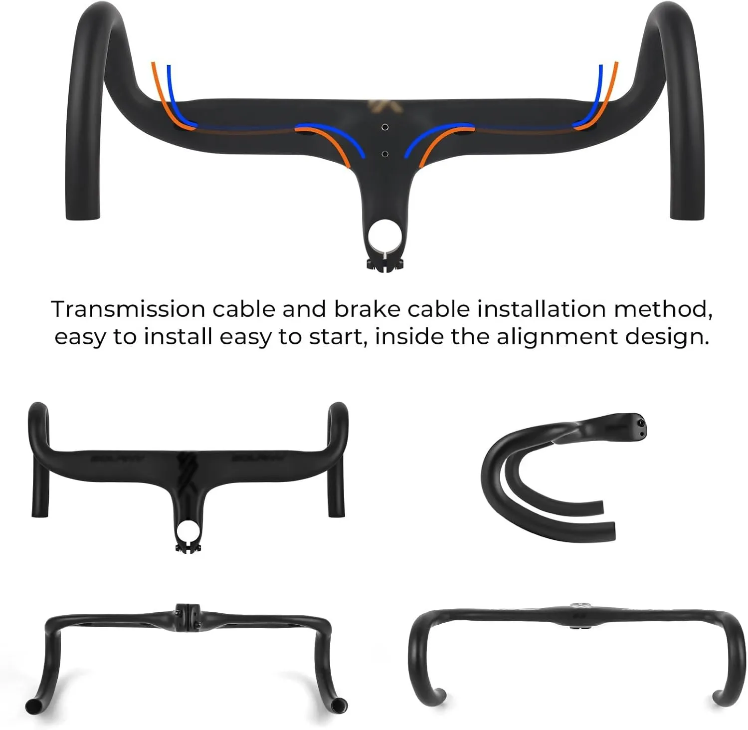 Integrated Handlebar, Road Bike Handlebar Aluminum Alloy Lightweight Drop Bar Bicycle -7Angle 420mm Matte Black Handlebar for Road Bicycle(Matte Black)