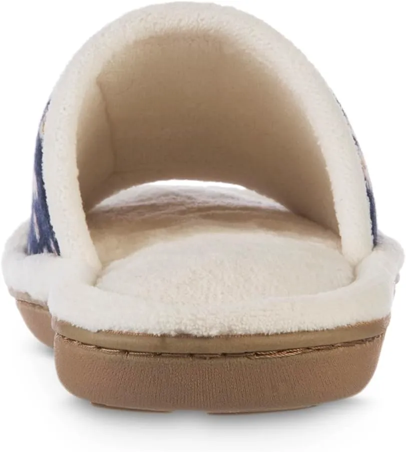 isotoner Womens Microterry Floral Print/Jersey Slide Slippers