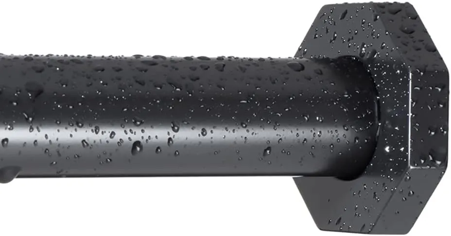 Ivilon Tension Curtain Rod - Hexagonal Spring Tension Rod for Windows or Shower, 24 to 36 Inch, Black