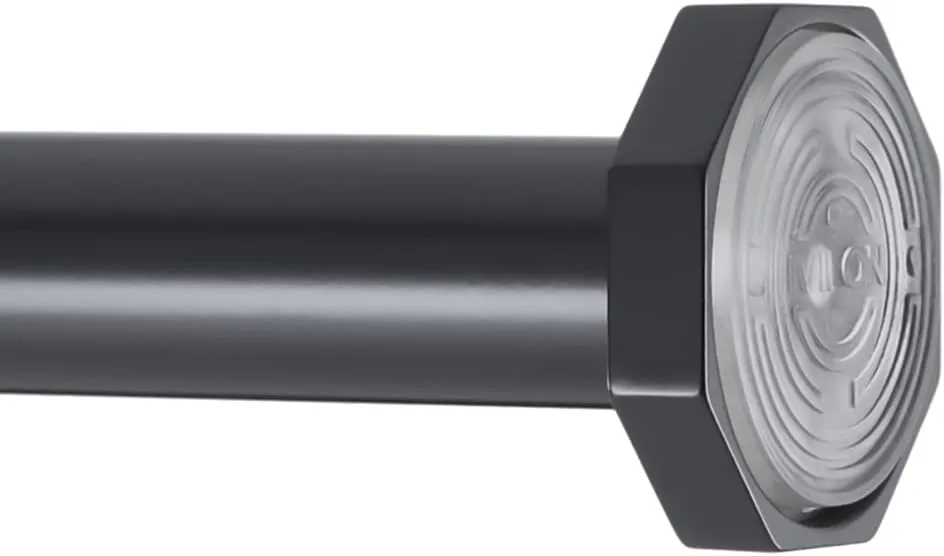 Ivilon Tension Curtain Rod - Hexagonal Spring Tension Rod for Windows or Shower, 24 to 36 Inch, Black