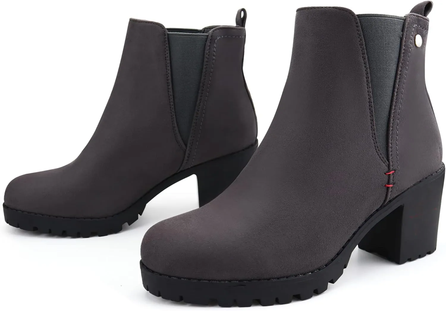 JABASIC Women Casual Ankle Booties Block Heel Slip On Chelsea Boots