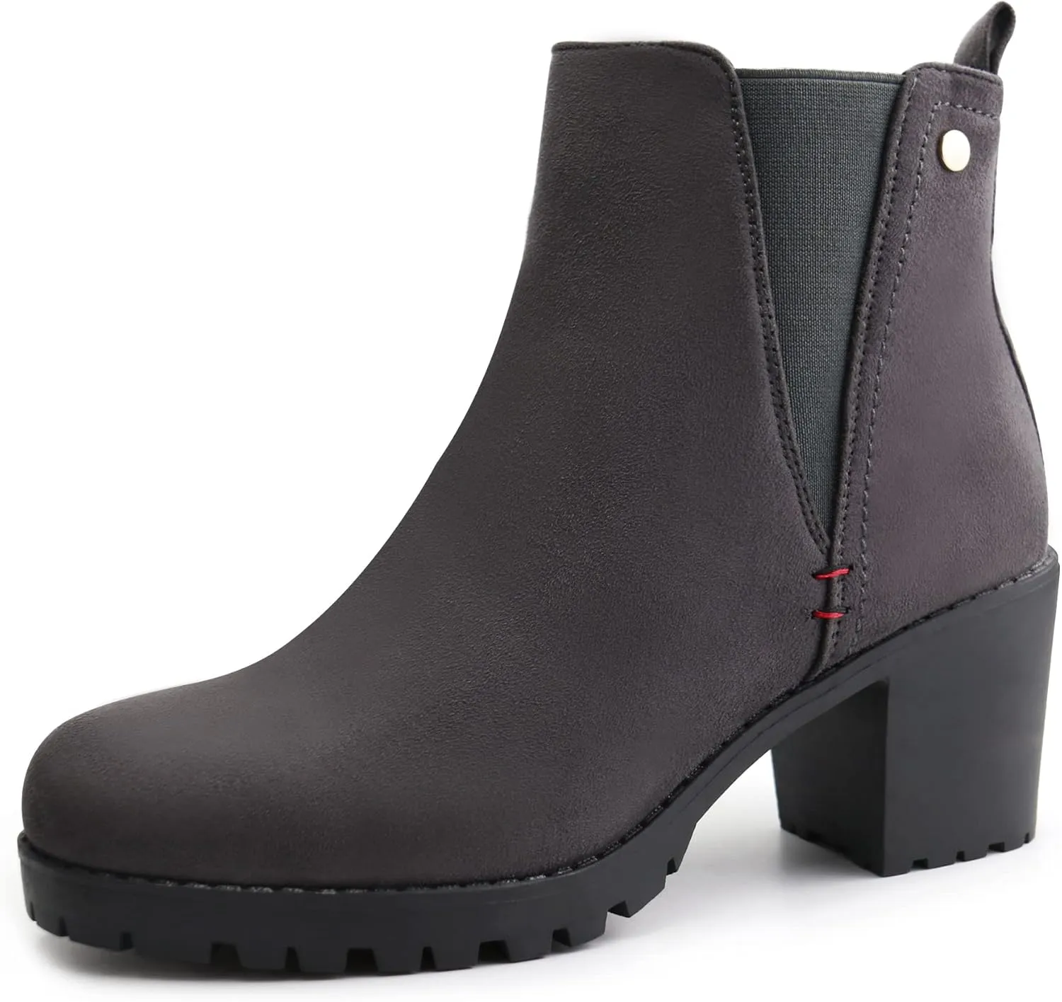 JABASIC Women Casual Ankle Booties Block Heel Slip On Chelsea Boots