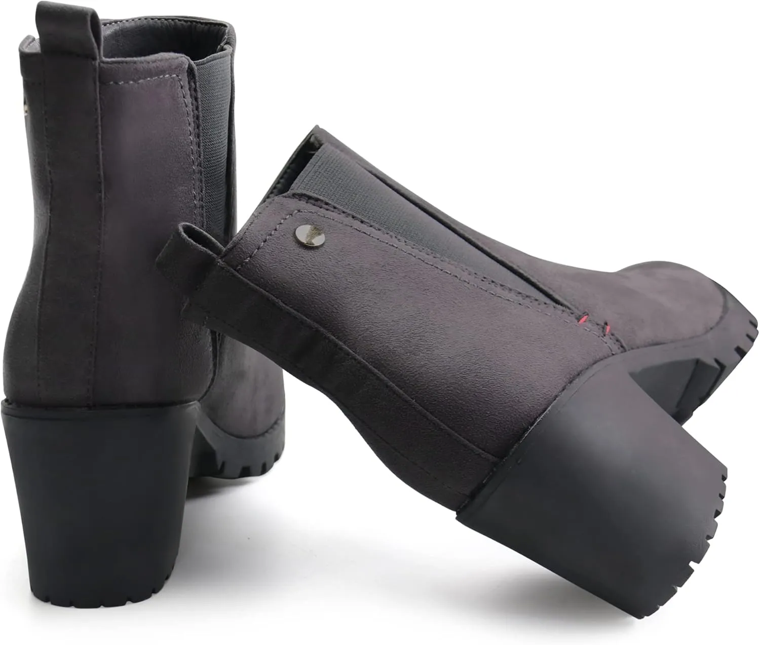 JABASIC Women Casual Ankle Booties Block Heel Slip On Chelsea Boots