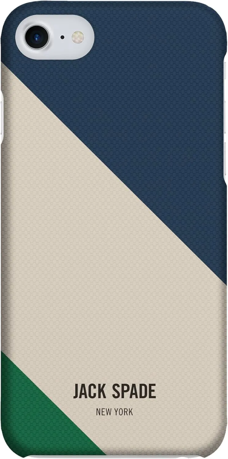 JACK SPADE Cell Phone Case | for Apple iPhone 8 and iPhone 7 | Protective Wrap Phone Cases with Drop Protection - Rep Stripe Cream/Blue/Green