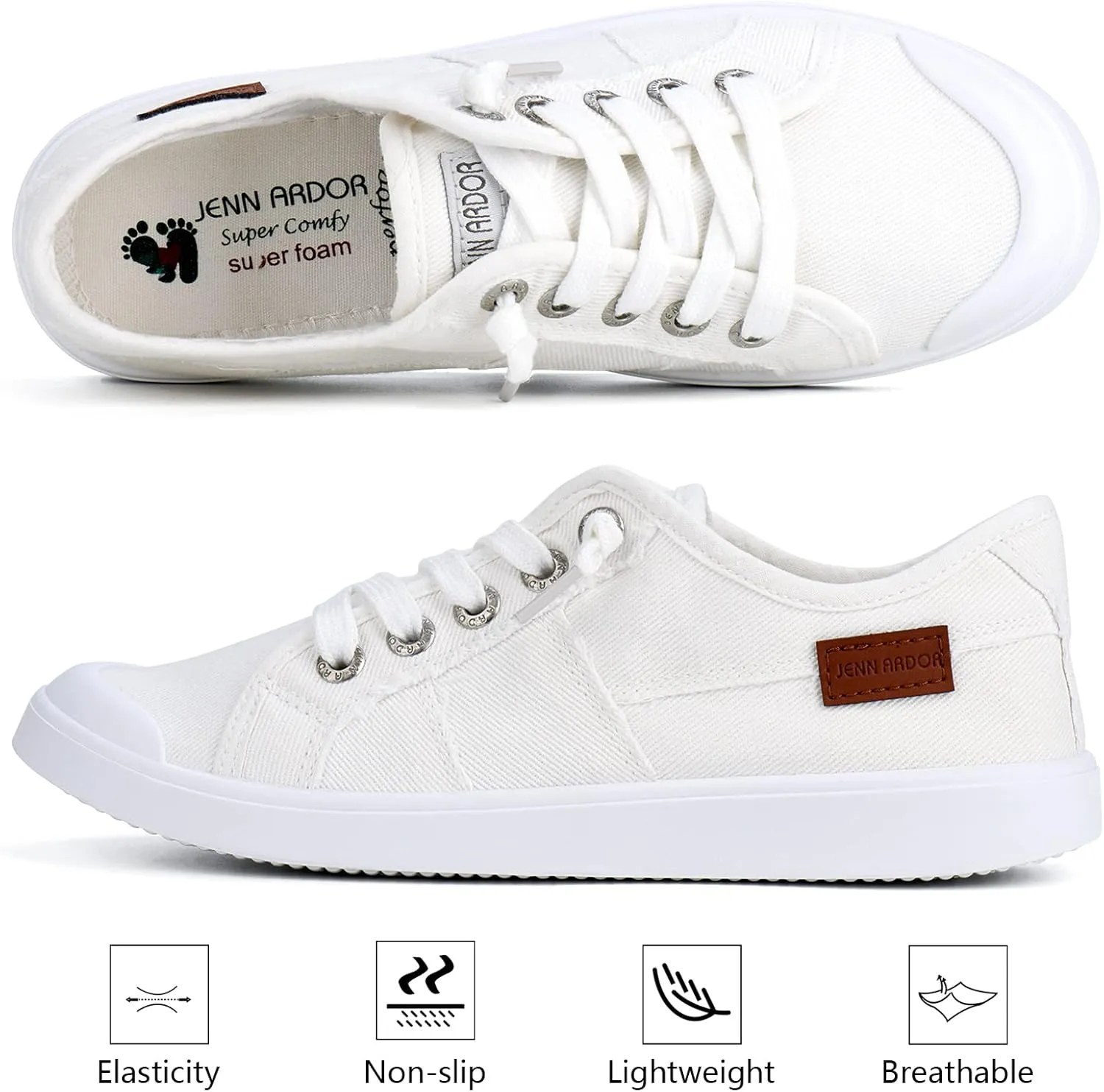 JENN ARDOR Women's Canvas Sneaker Slip-ons Loafers Shoes for Womens Fashion Casual Canvas Round Toe Soft Comfortable Walking Flats